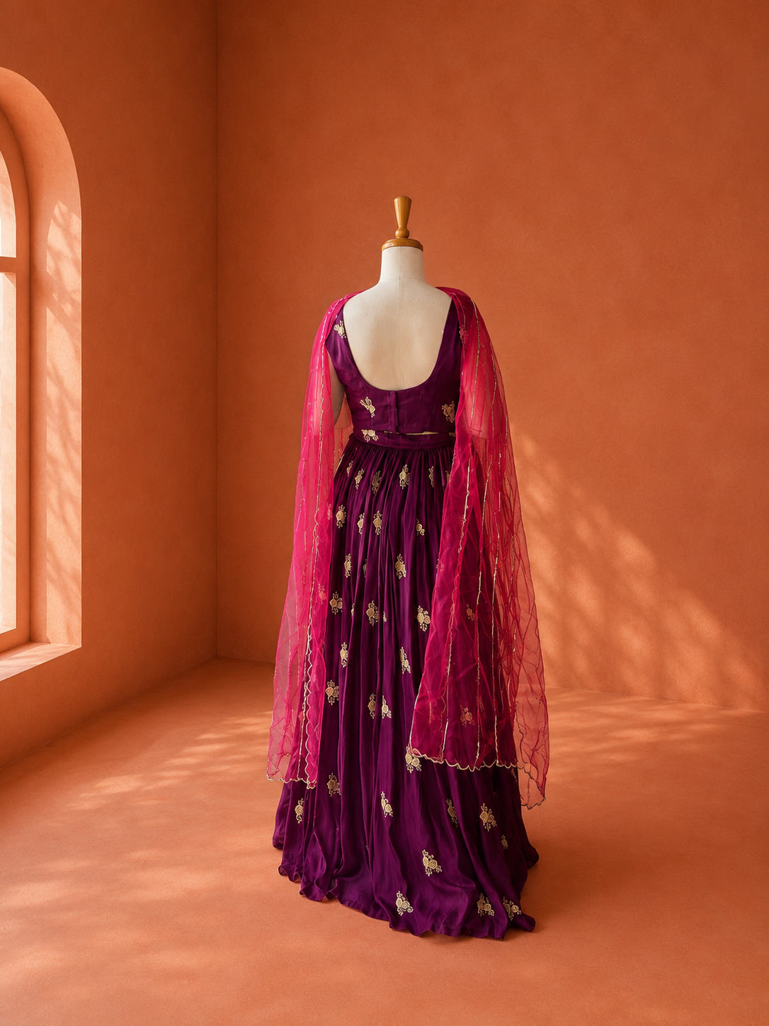 Purple Uppada Silk Lehanga