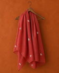 Rust Cotton Chikankari Dupatta