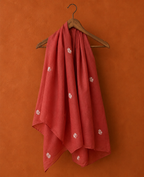 Rust Cotton Chikankari Dupatta