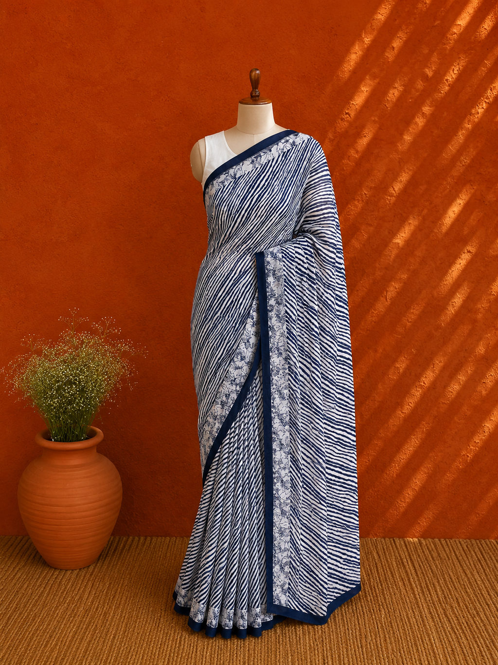 Black Georgette Lehriya Sari