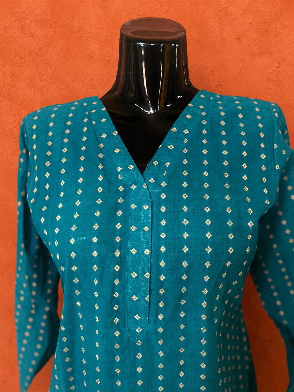 Peacock Blue Cotton Khadi Kurta