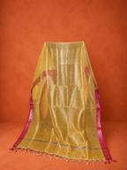 Yellow Kota Doria Embroidered 2 Pc Dress Material
