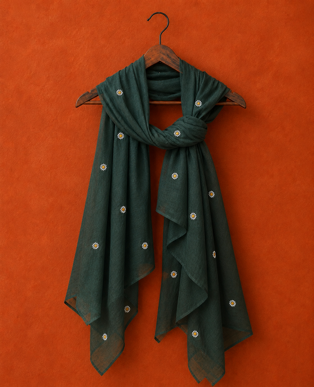Green Cotton Chikankari Dupatta