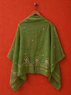 Green Chanderi Chikankari Dupatta