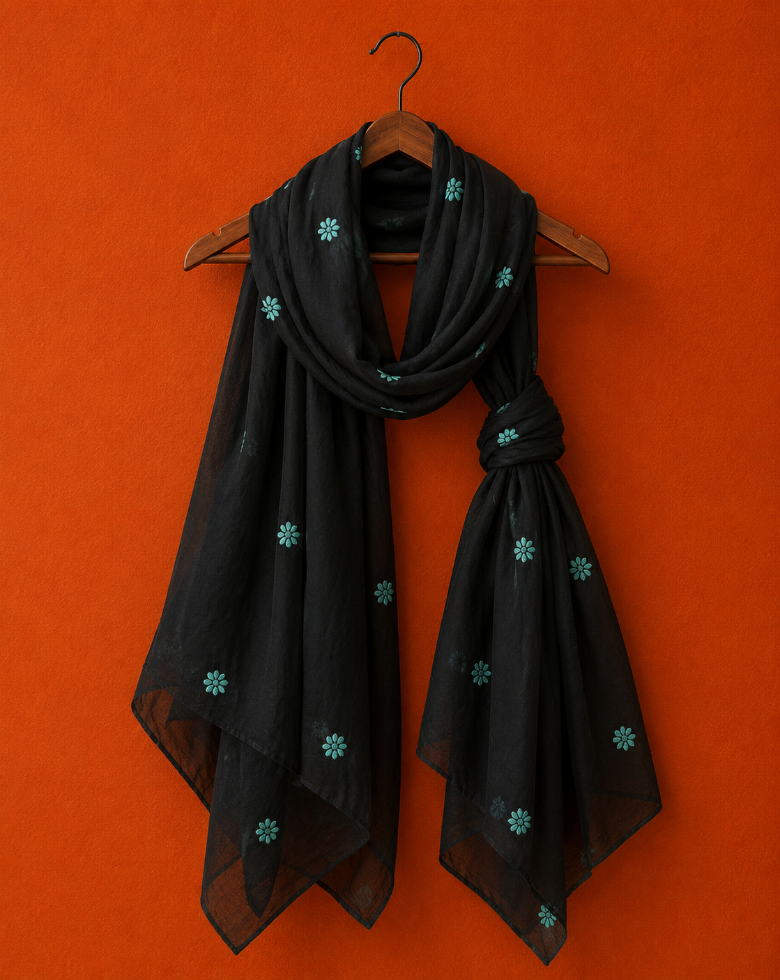 Black Cotton Chikankari Dupatta
