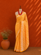 Yellow Lehriya Georgette Sari