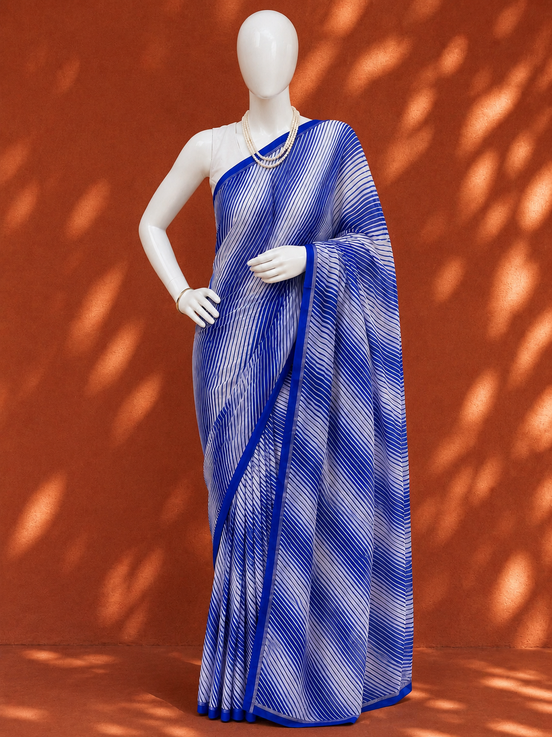 Blue Georgette Sari