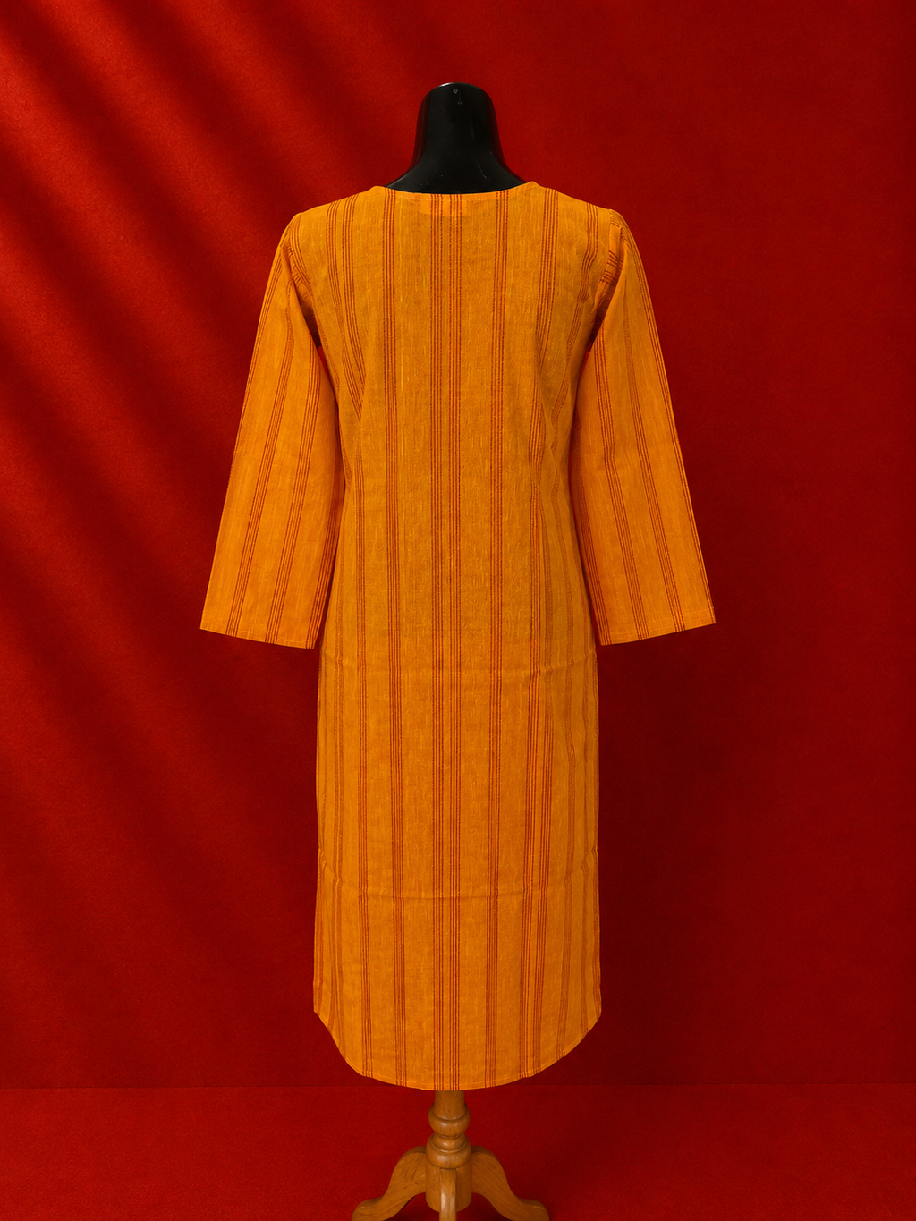 Orange Cotton Khadi Kurta