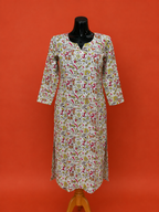 White Cotton Printed Kurta