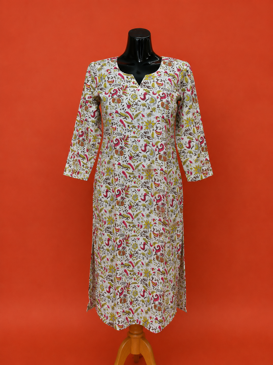 White Cotton Printed Kurta
