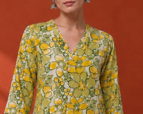 Green Cotton Kurta Set