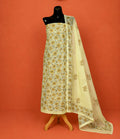 Yellow Kota Doria Block Print 2 Pc Dress Material
