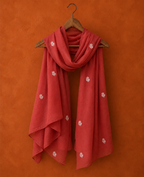 Rust Cotton Chikankari Dupatta