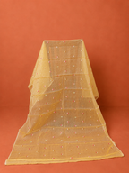 Yellow Kota Doria Embroidered 2 Pc Dress Material