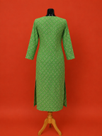 Green Cotton Printed Kurta