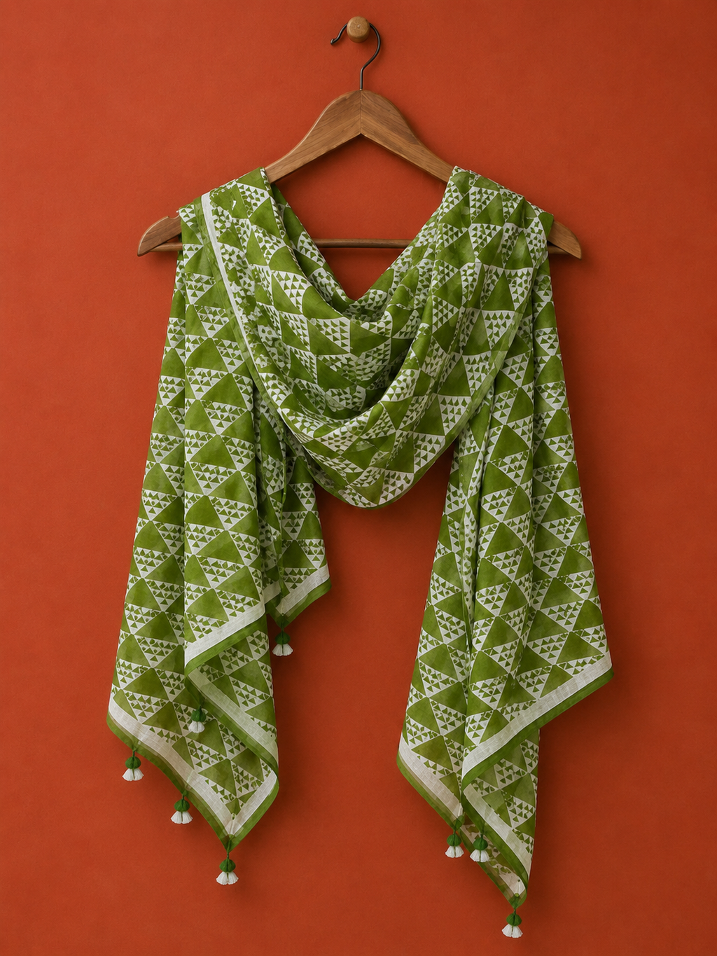 Green Dabu Print Stole