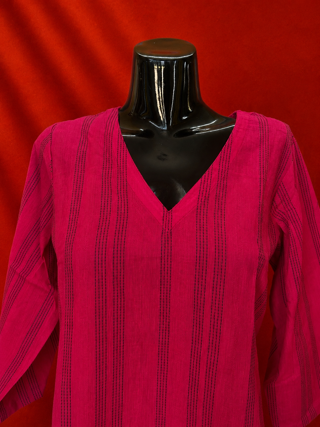 Red Cotton Khadi Kurta