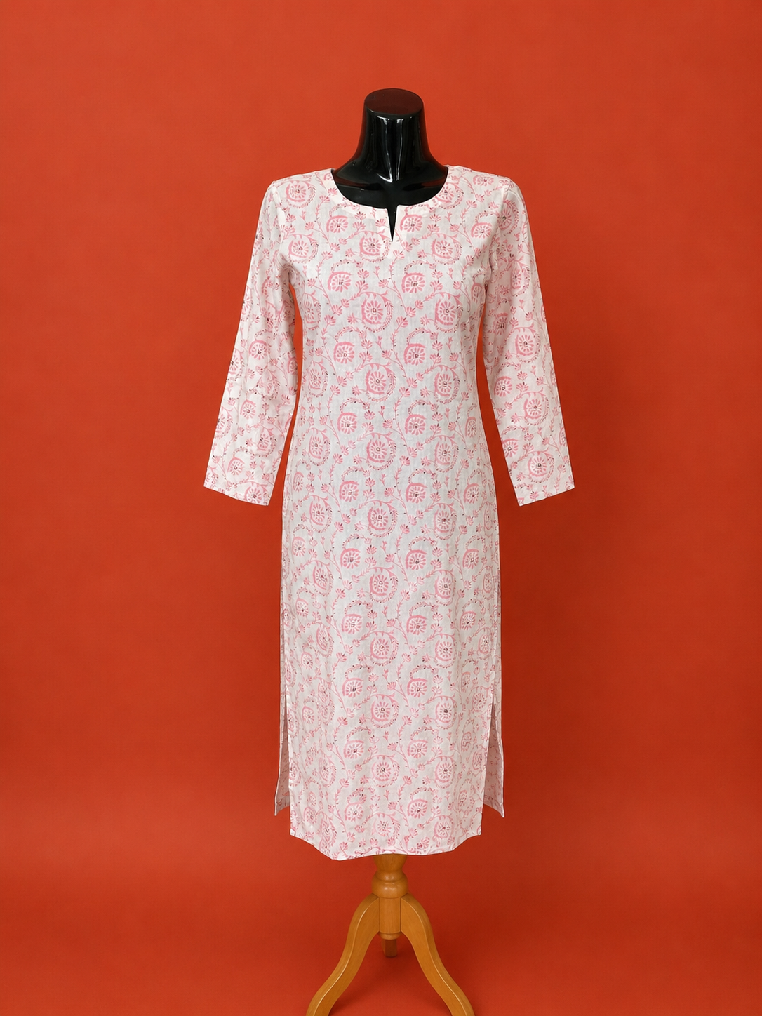 White Cotton Printed Kurta