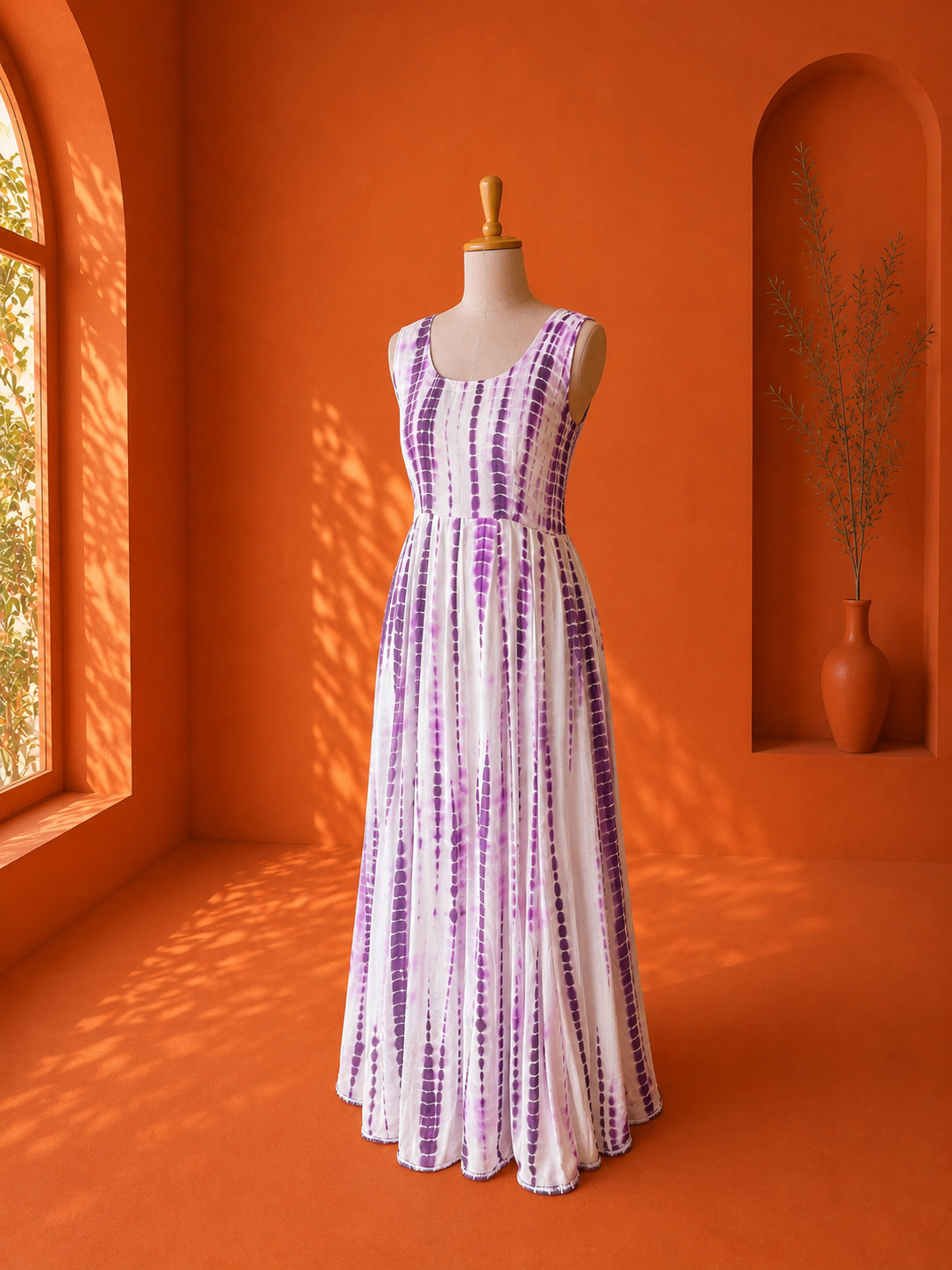 Purple Georgette Shibori Dress