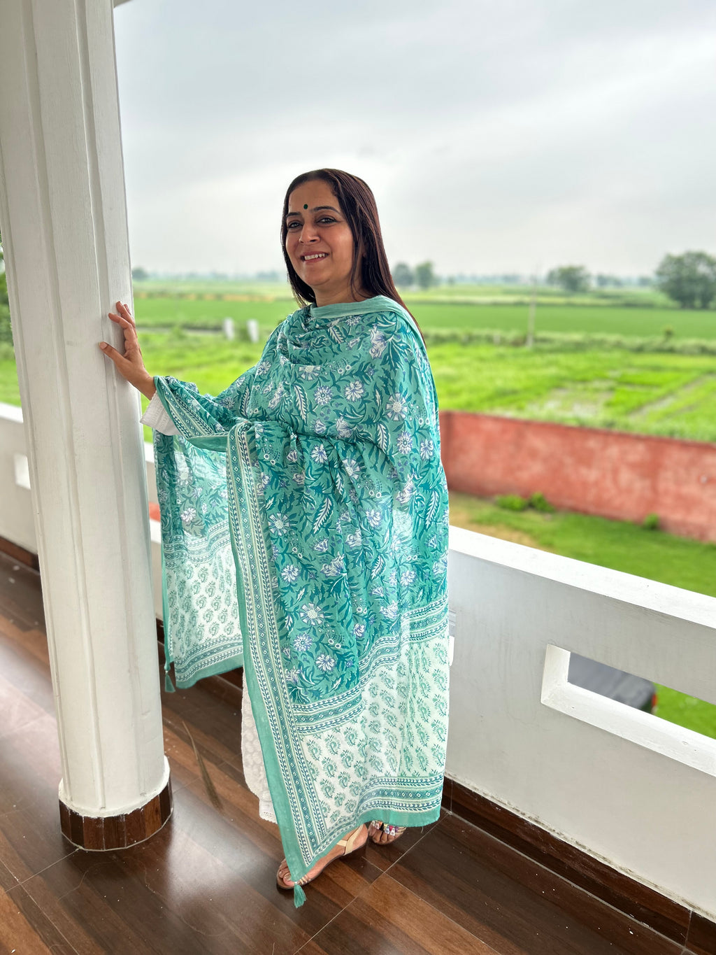 Green Printed Dupatta