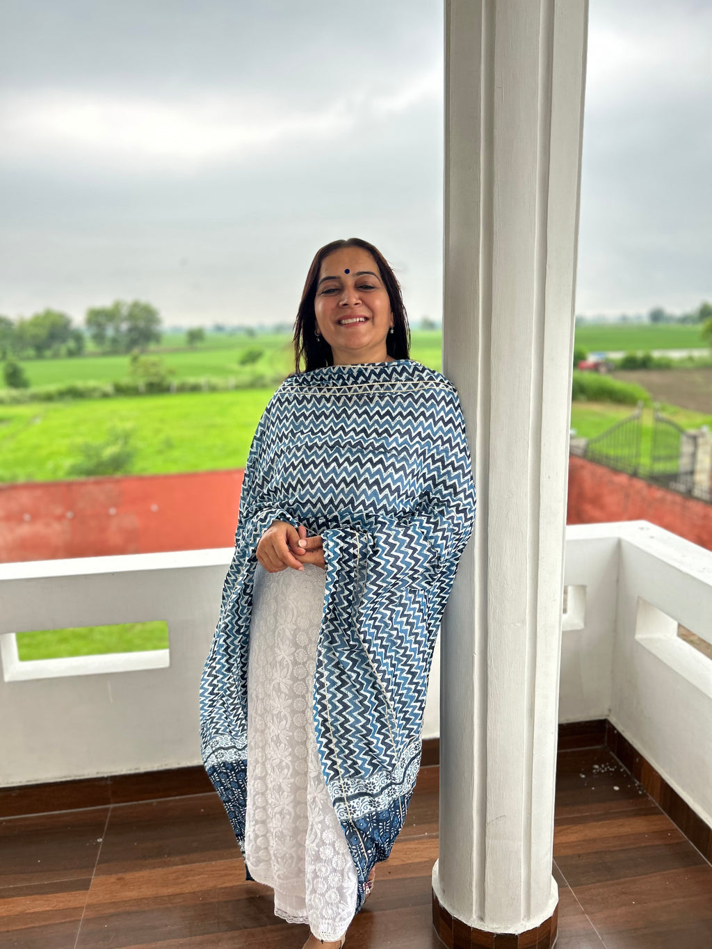 Blue Printed Dupatta
