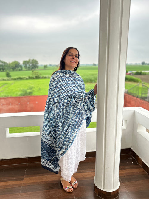Blue Printed Dupatta