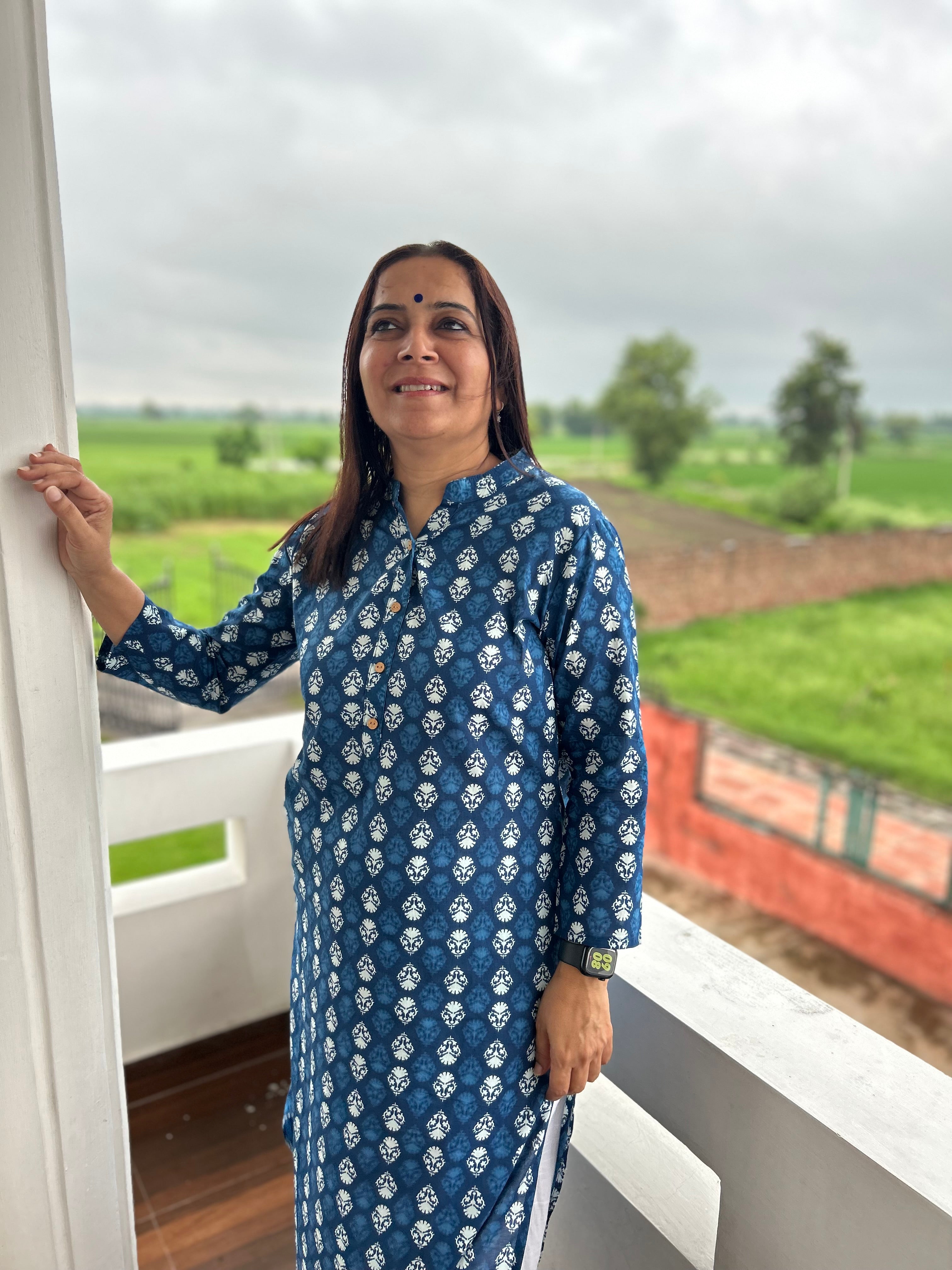 Blue Printed Kurta