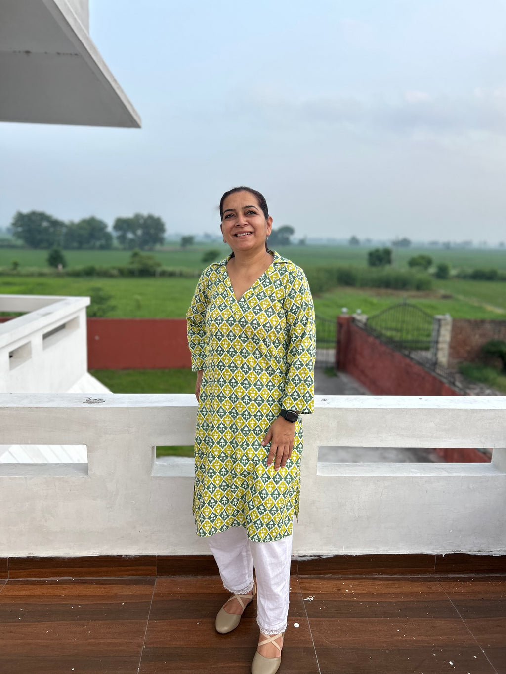 Green Printed Kurta