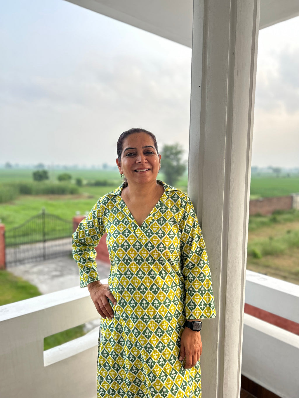 Green Printed Kurta