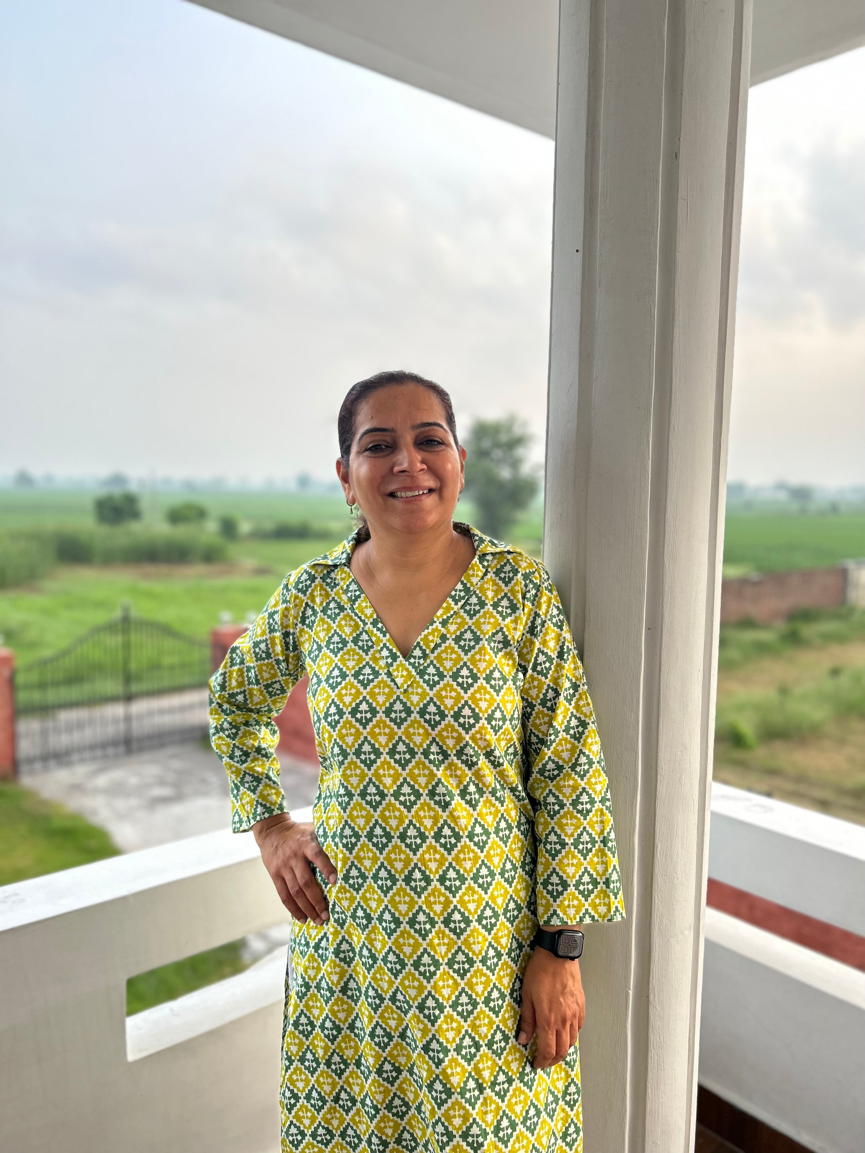Green Printed Kurta