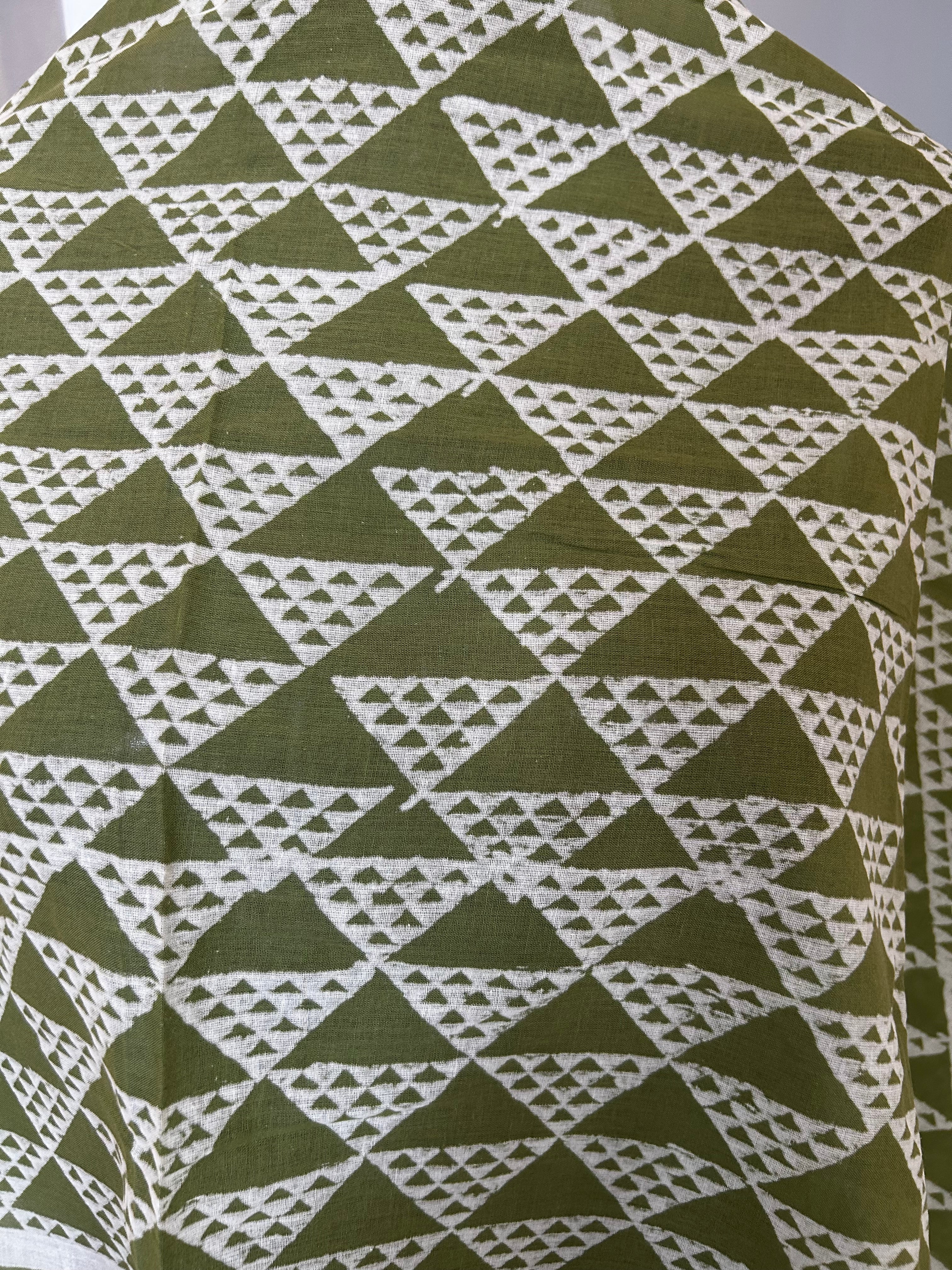 Green Dabu Print Stole