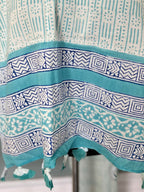 Blue Cotton Block Print Stole