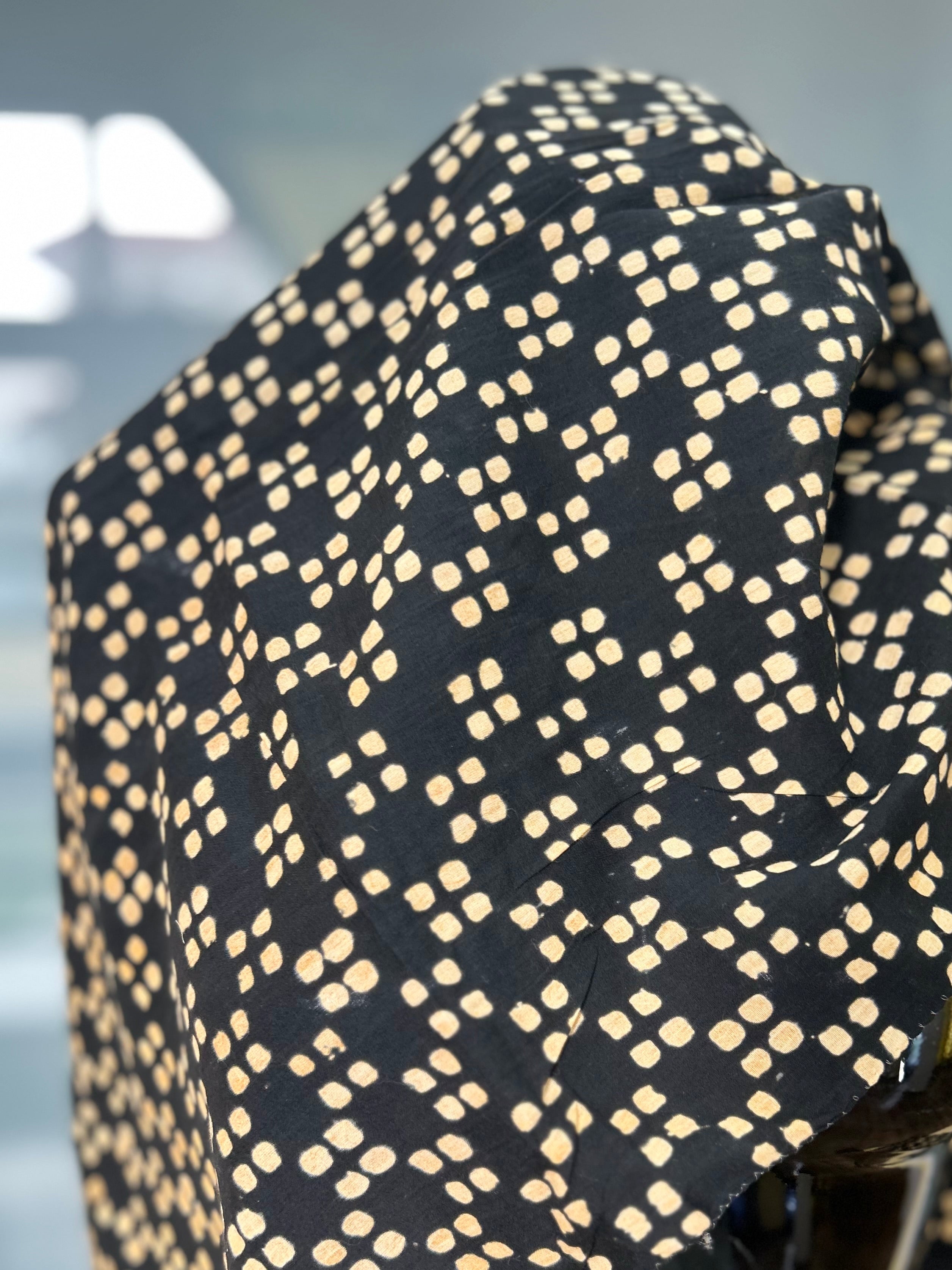 Black Cotton Block Print Stole