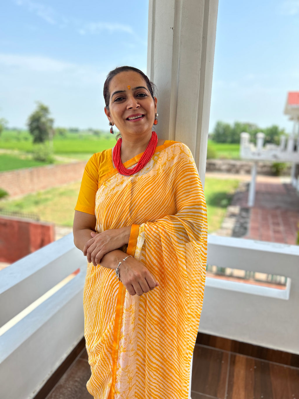 Yellow Georgette Sari
