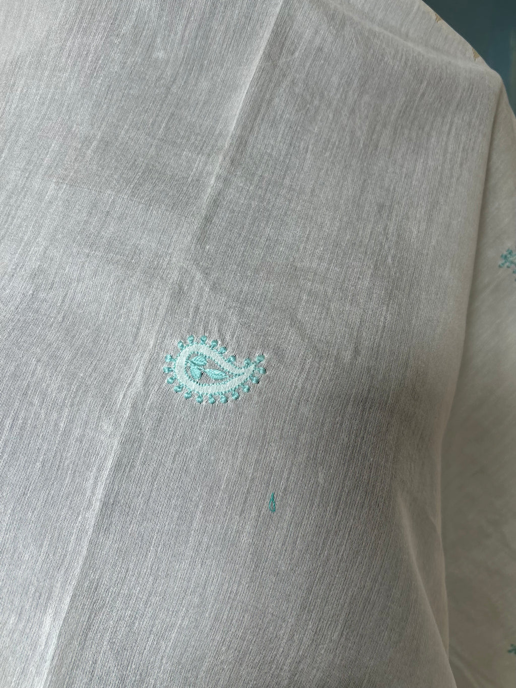 White Chanderi Chikankari Dupatta