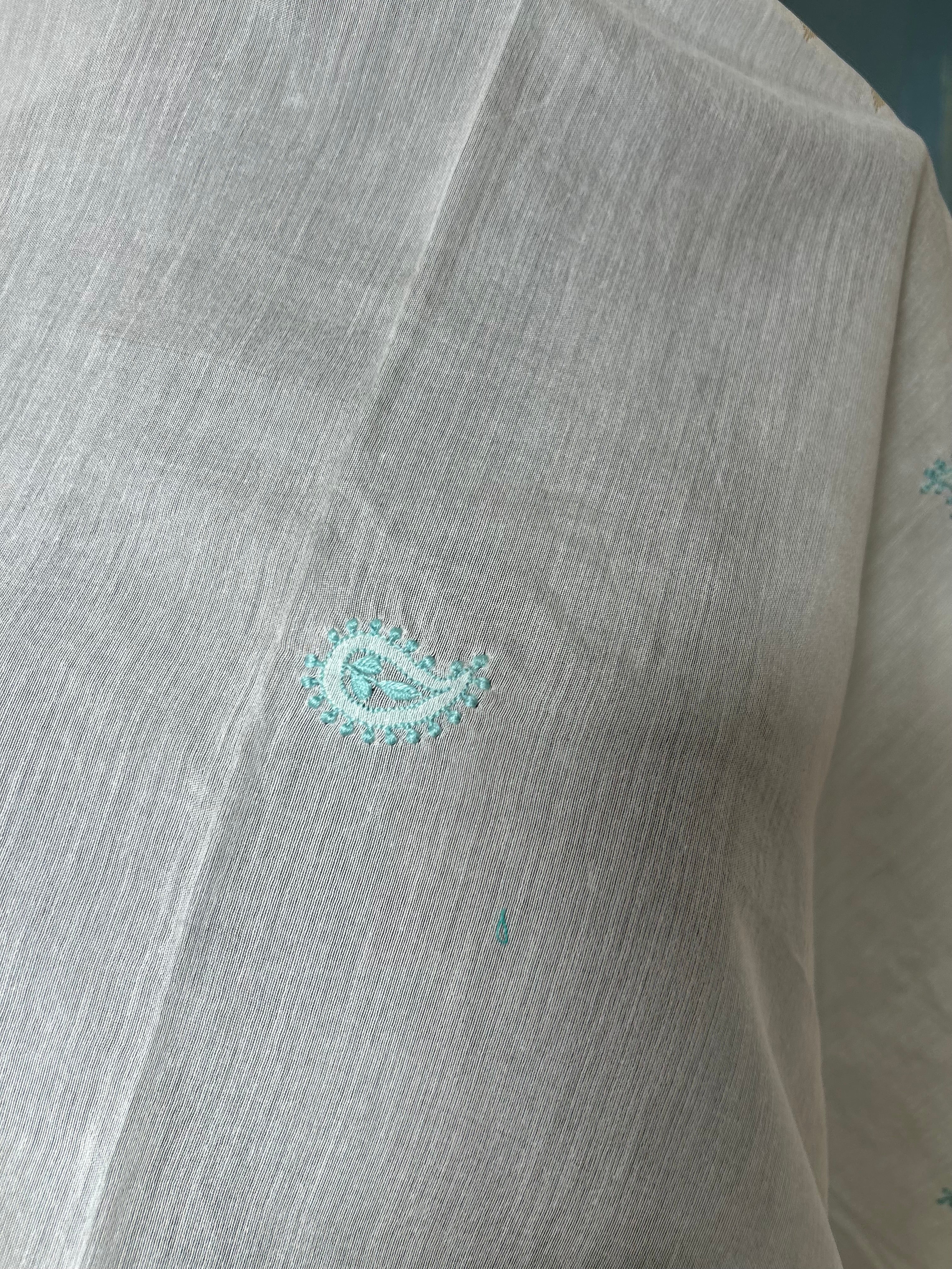 White Chanderi Chikankari Dupatta