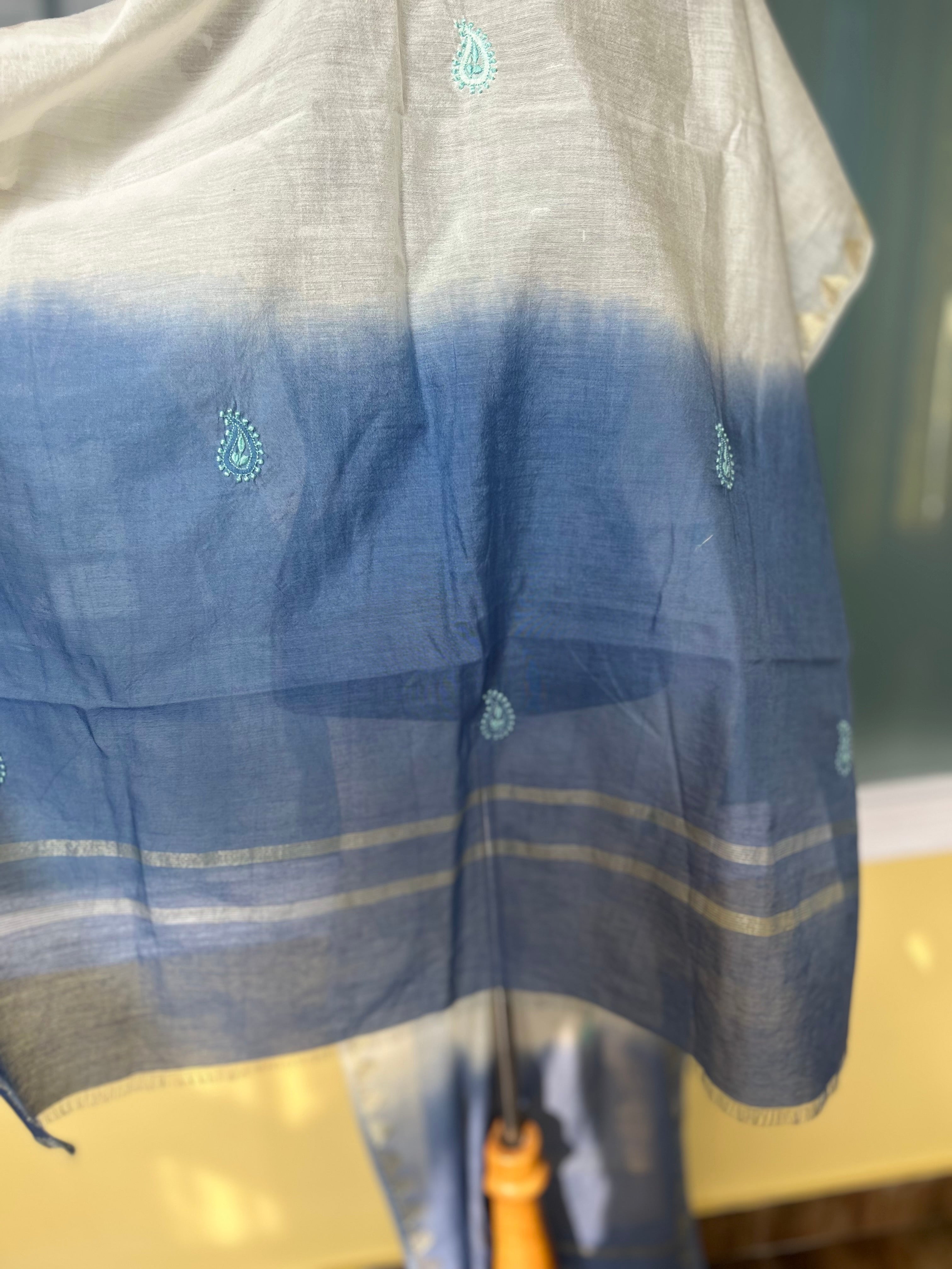 White Chanderi Chikankari Dupatta