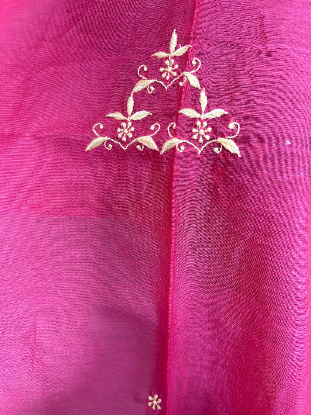 Pink Chanderi Chikankari Dupatta