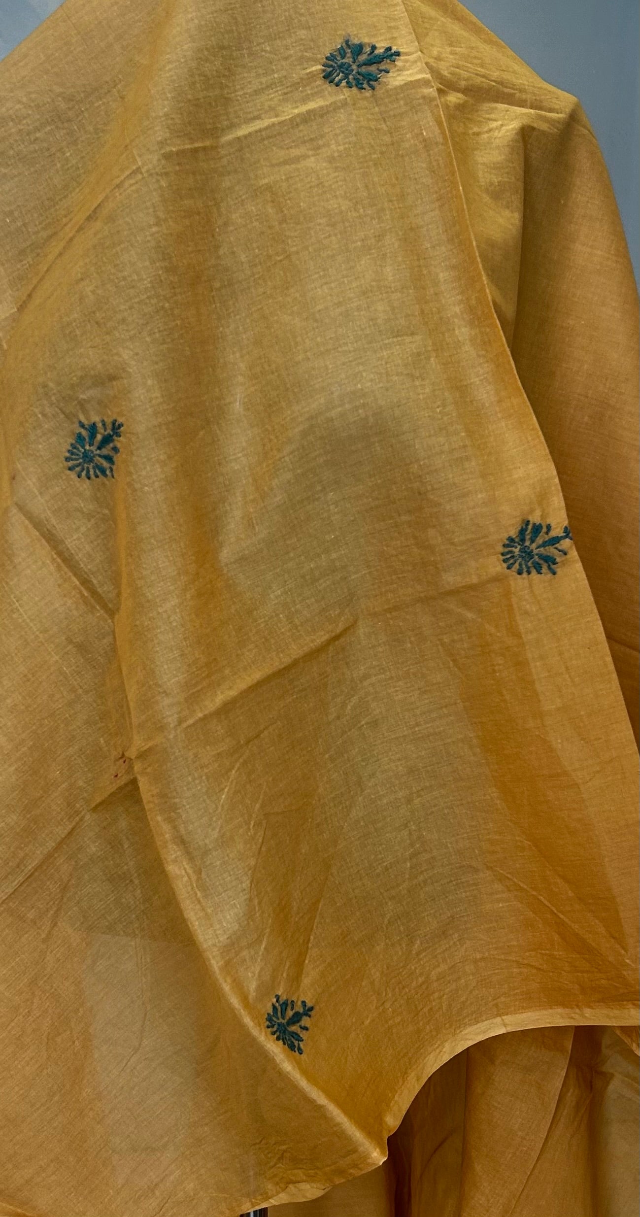 Yellow Cotton Chikankari Dupatta