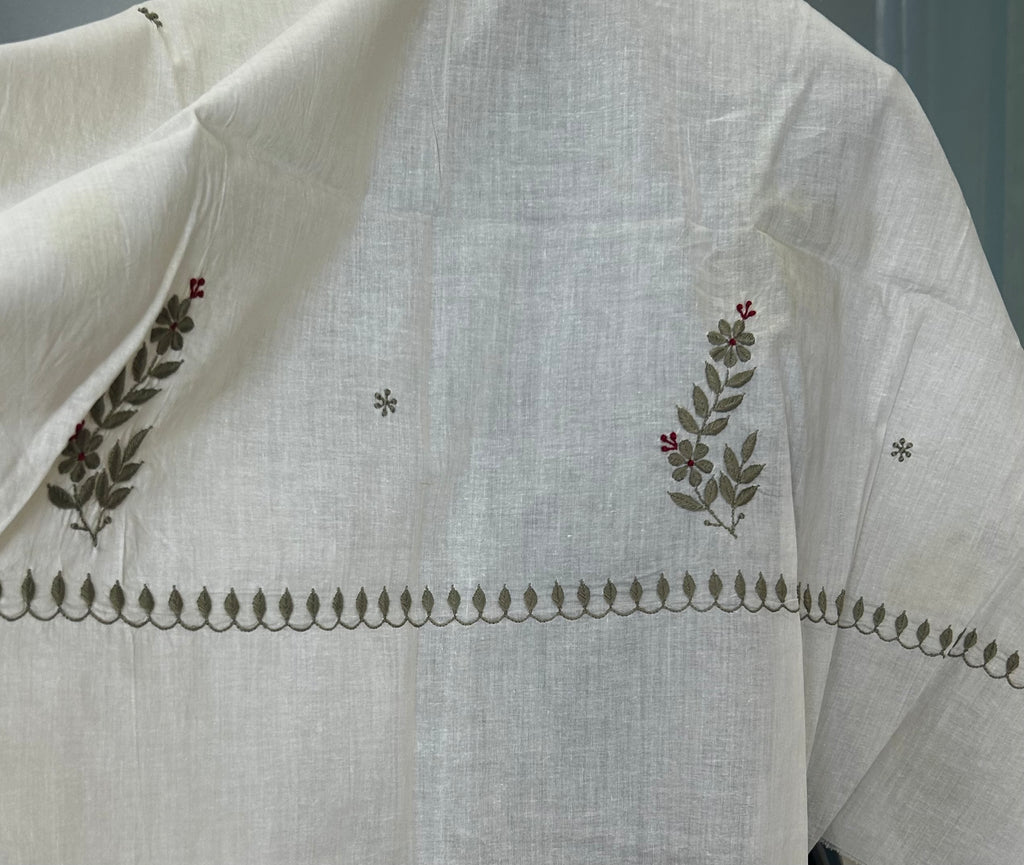 White Cotton Chikankari Dupatta