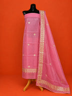 Pink Embroidered Kota Doria 2Pc Dress Material