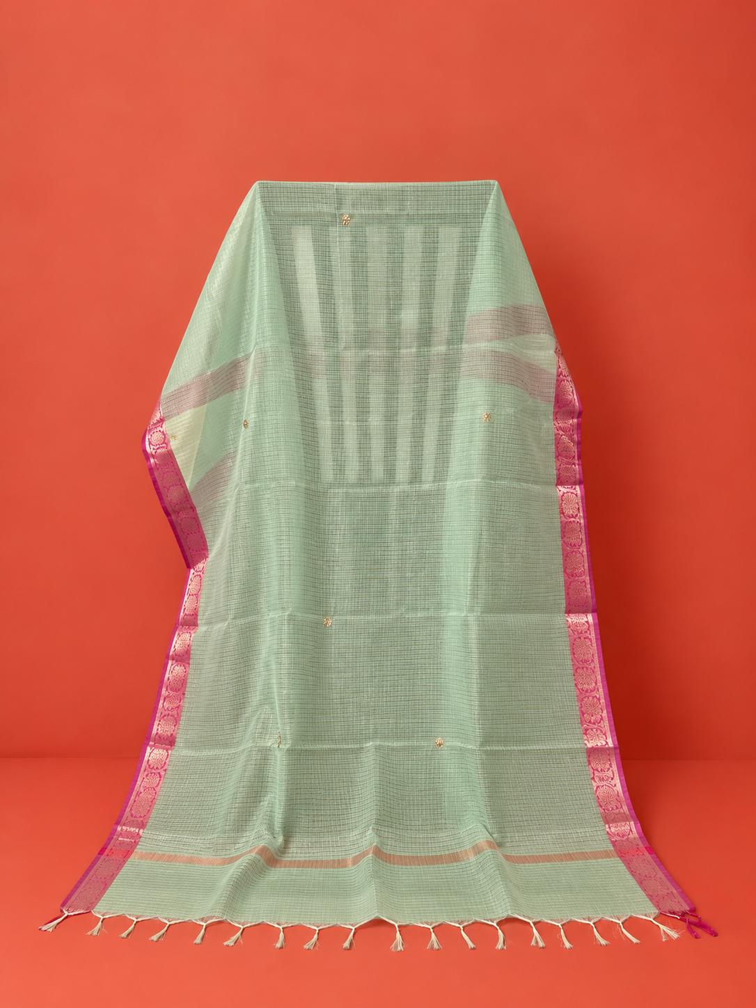 Green Kota Doria Embroidered 2Pc Dress Material
