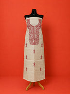 White Kota Doria Embroidered 2 Pc Dress Material