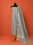 Grey Embroidered Kota Doria 2 PC Dress Material