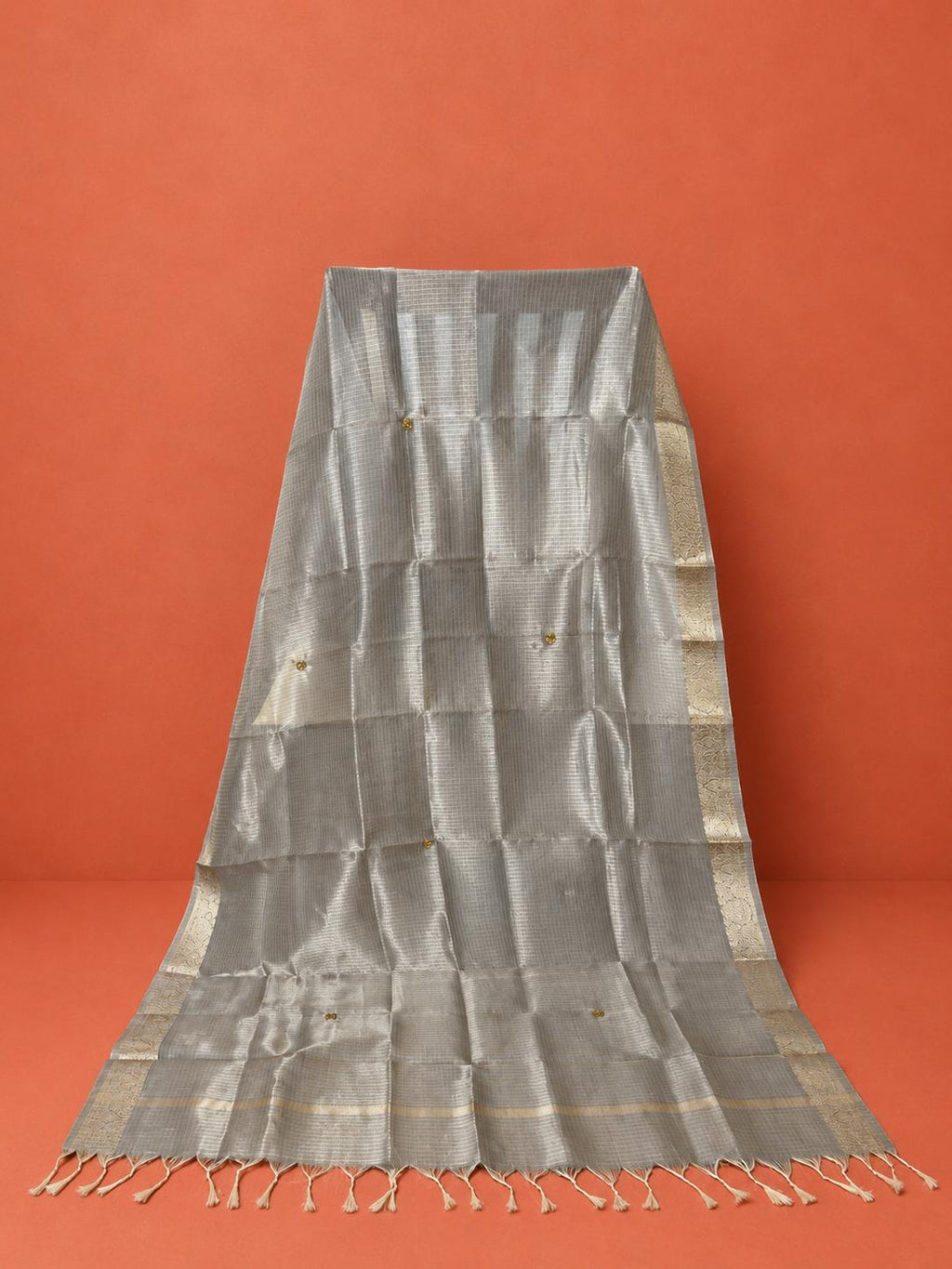 Grey Embroidered Kota Doria 2 PC Dress Material