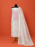 White Kota Doria Embroidered 2Pc Dress Material