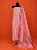 Pink Kota Doria Embroidered 2 Pc Dress Material