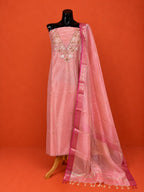 Pink Kota Doria Embroidered 2 Pc Dress Material
