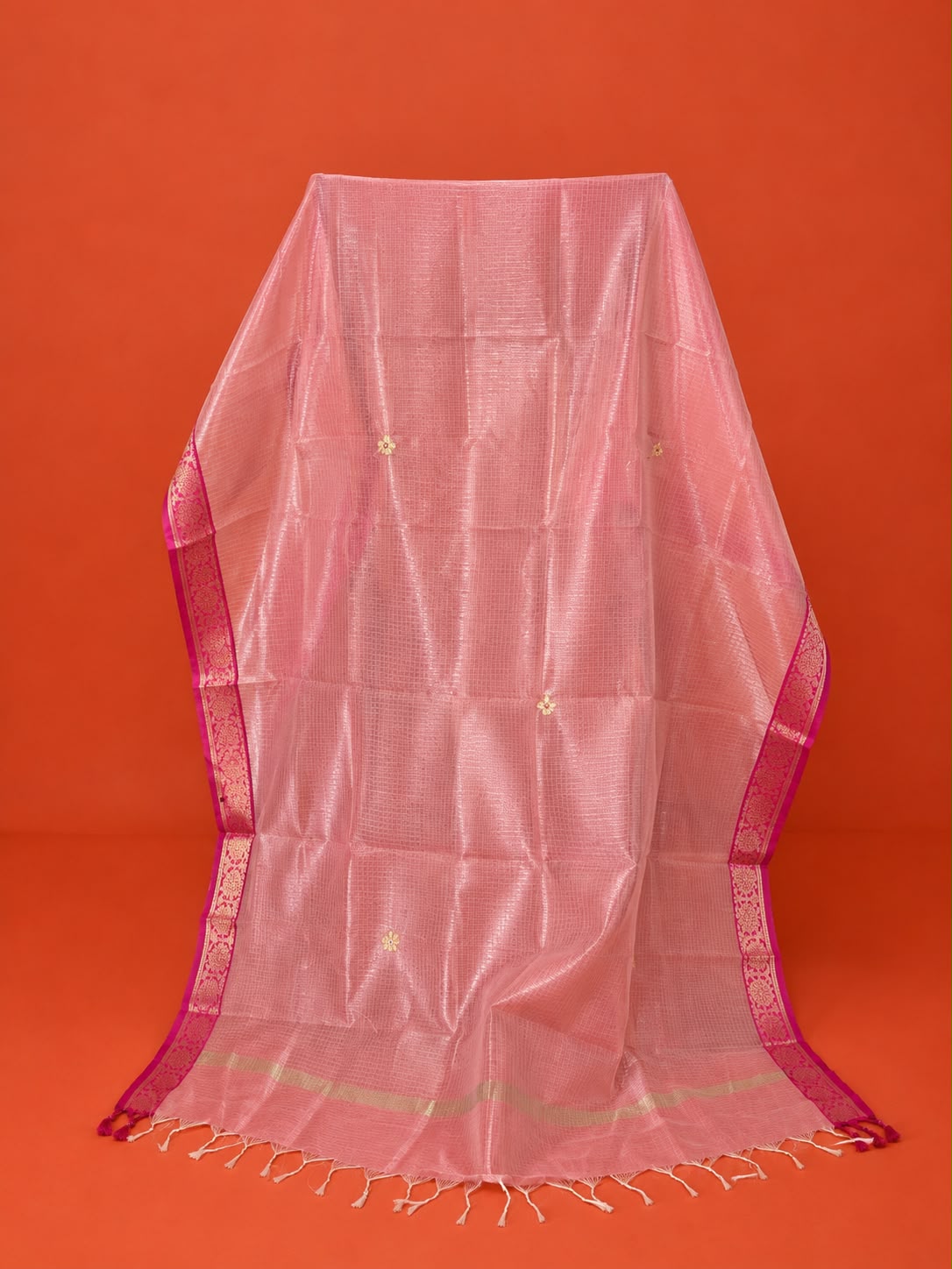 Pink Kota Doria Embroidered 2 Pc Dress Material