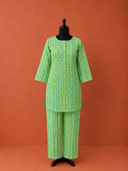 Green Printed Cotton Night Suit